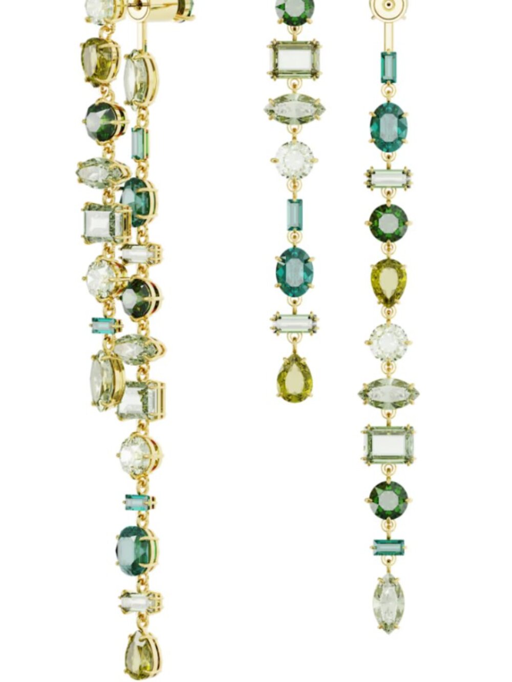 Swarovski 18k gold plated Green and Clear Crystal Drop Earrings - Picture 2 of 5